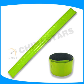 fluorescent yellow reflective wrist band with customzied logo